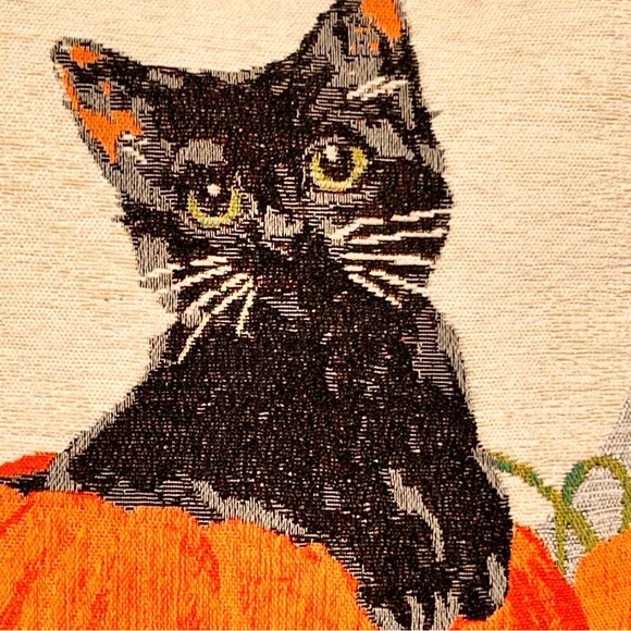 Halloween Cat and Pumpkin Throw Pillow - Picture 3 of 6